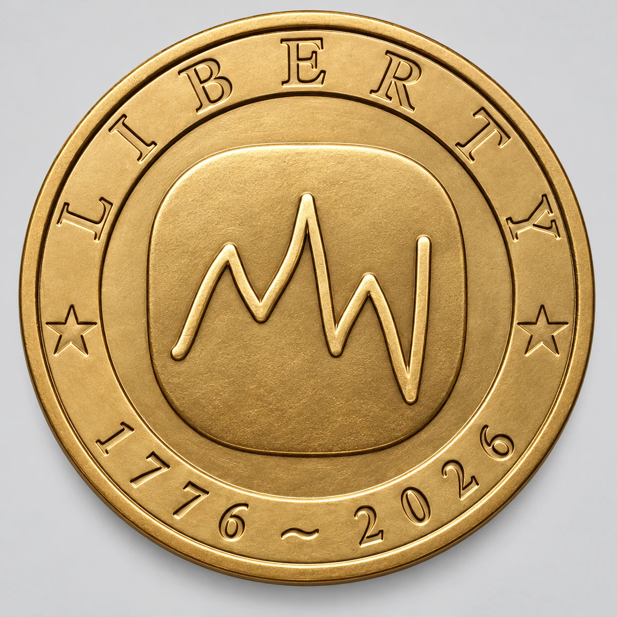 Golden Unstable Liberty coin with market line engraving and Liberty rim